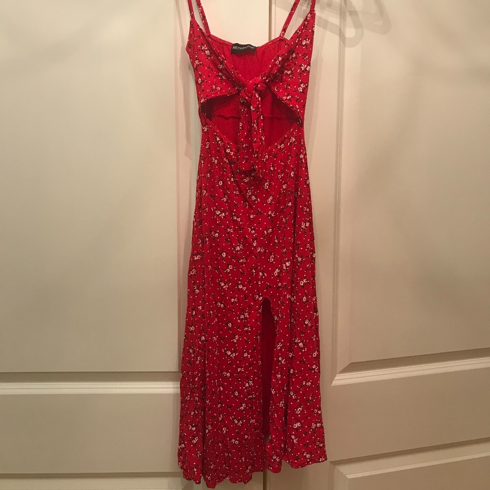 NWT Petite Red Floral Tie Front Dress